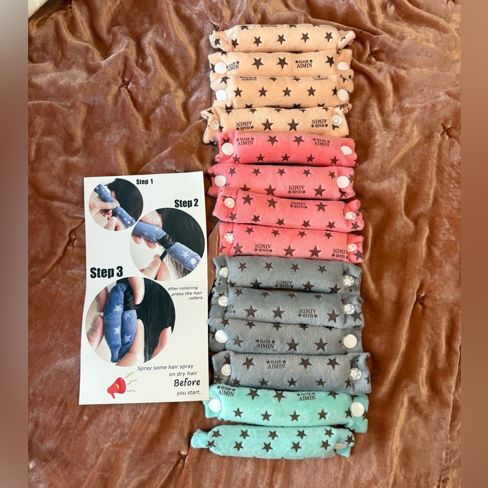 Star Print Soft Fabric Hair Rollers - Multicolor Set